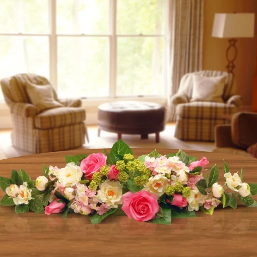 Cheap National Tree Company Artificial Plant Table Decoration, Decorated With Roses, Hydrangeas, Berry Clusters, Leafy Greens, Spring Collection, 25 Inches