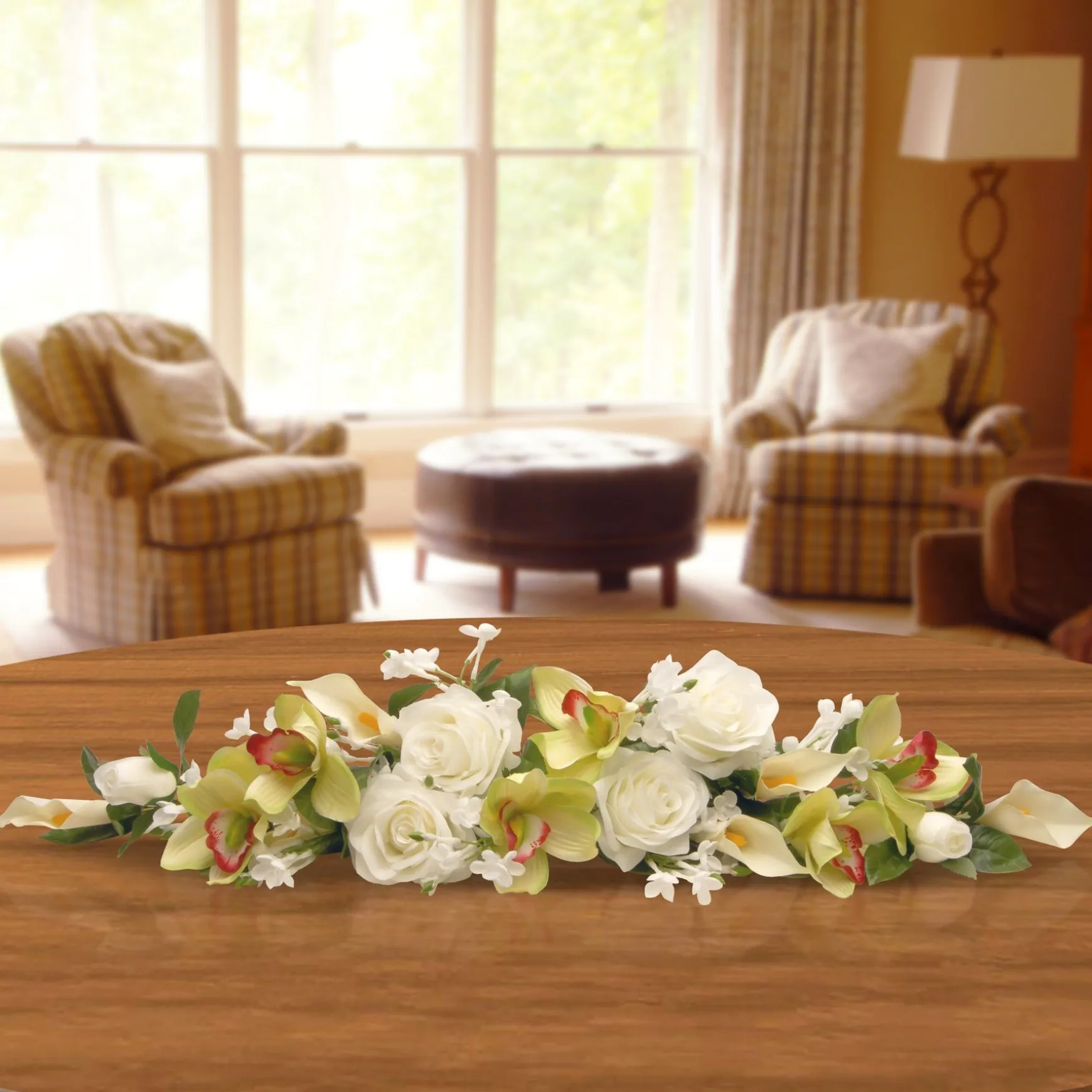 Cheap National Tree Company Artificial Plant Table Decoration, Decorated With Roses, Lilies, Berry Clusters, Leafy Greens, Spring Collection, 28 Inches