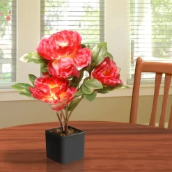Cheap National Tree Company Artificial Potted Flower, Red Peony, Incudes Black Base, Spring Collection, 15 Inches