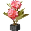 Clearance National Tree Company Artificial Potted Flowers, Pink Hydrangeas, Decorated With Leafy Greens, Includes Black Base, Spring Collection, 10 Inches