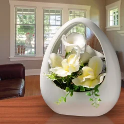 New National Tree Company Artificial Potted Flowers, White Lilies And Orchids, Includes White Base, Spring Collection, 9 Inches