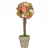 New National Tree Company Artificial Potted Plant, Decorated With Pastel Eggs, Berry Clusters, Leafy Greens, Includes Distressed Gray Pot, Easter Collection, 14 Inches