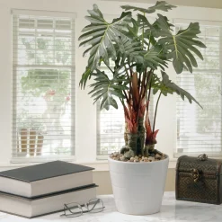 Outlet National Tree Company Artificial Potted Plant Decoration, Philodendron, Includes White Ceramic Pot, Spring Collection, 21 Inches