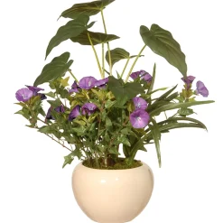 Cheap National Tree Company Artificial Potted Plant, Decorated With Purple Flower Blooms, Flowing Stems, Includes Cream Ceramic Pot Base, Spring Collection, 18 Inches