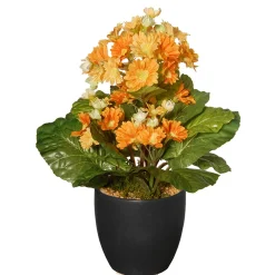 Hot National Tree Company Artificial Potted Plant, Orange Flower Blooms, Includes Black Ceramic Pot, Spring Collection, 12 Inches