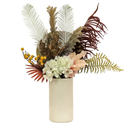 Sale National Tree Company Artificial Potted Plant Table Decoration, Black, Decorated With Fern Branches, Hydrangea Blooms, Spring Collection, 31 Inches