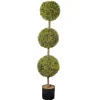 Sale National Tree Company Artificial Potted Three Ball Topiary, Boxwood, Includes Black Pot Base, Spring Collection, 4 Feet