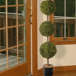 Sale National Tree Company Artificial Potted Three Ball Topiary, Boxwood, Includes Black Pot Base, Spring Collection, 4 Feet