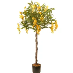 Sale National Tree Company Artificial Potted Tree, Wisteria, Decorated With Yellow Flower Blooms, Includes Black Pot Base, Spring Collection, 4 Feet