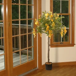 Sale National Tree Company Artificial Potted Tree, Wisteria, Decorated With Yellow Flower Blooms, Includes Black Pot Base, Spring Collection, 4 Feet