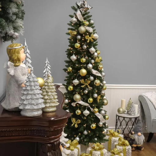 Cheap National Tree Company Artificial Pre-Lit Medium Christmas Tree, Green, Kingswood Fir, Dual Color Led Lights, Includes Stand, 7.5 Feet