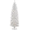 Flash Sale National Tree Company Artificial Pre-Lit Slim Christmas Tree, White, Kingswood Fir, White Lights, Includes Stand, 6.5 Feet