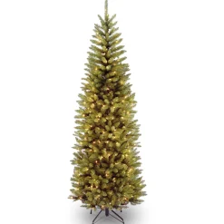 Artificial Pre-Lit Slim Christmas Tree, Green, Kingswood Fir, White Lights, Includes Stand, 6 Feet^National Tree Company Fashion