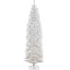 Discount National Tree Company Artificial Pre-Lit Slim Christmas Tree, White, Kingswood Fir, White Lights, Includes Stand, 7.5 Feet