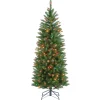Cheap National Tree Company Artificial Pre-Lit Slim Christmas Tree, Green, Kingswood Fir, Multicolor Lights, Includes Stand, 4.5 Feet