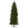 Shop National Tree Company Artificial Pre-Lit Slim Christmas Tree, Green, Kingswood Fir, Multicolor Lights, Includes Stand, 6.5 Feet