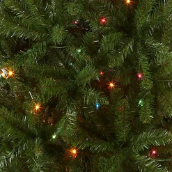Shop National Tree Company Artificial Pre-Lit Slim Christmas Tree, Green, Kingswood Fir, Multicolor Lights, Includes Stand, 6.5 Feet