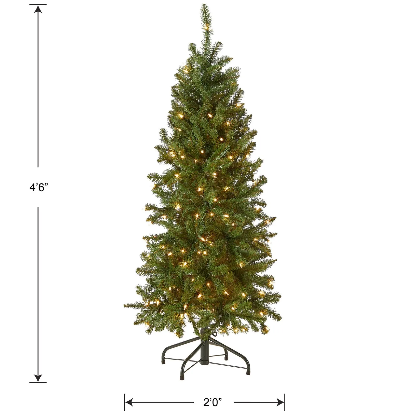 Clearance National Tree Company Artificial Pre-Lit Slim Christmas Tree, Green, Kingswood Fir, White Lights, Includes Stand, 4.5 Feet