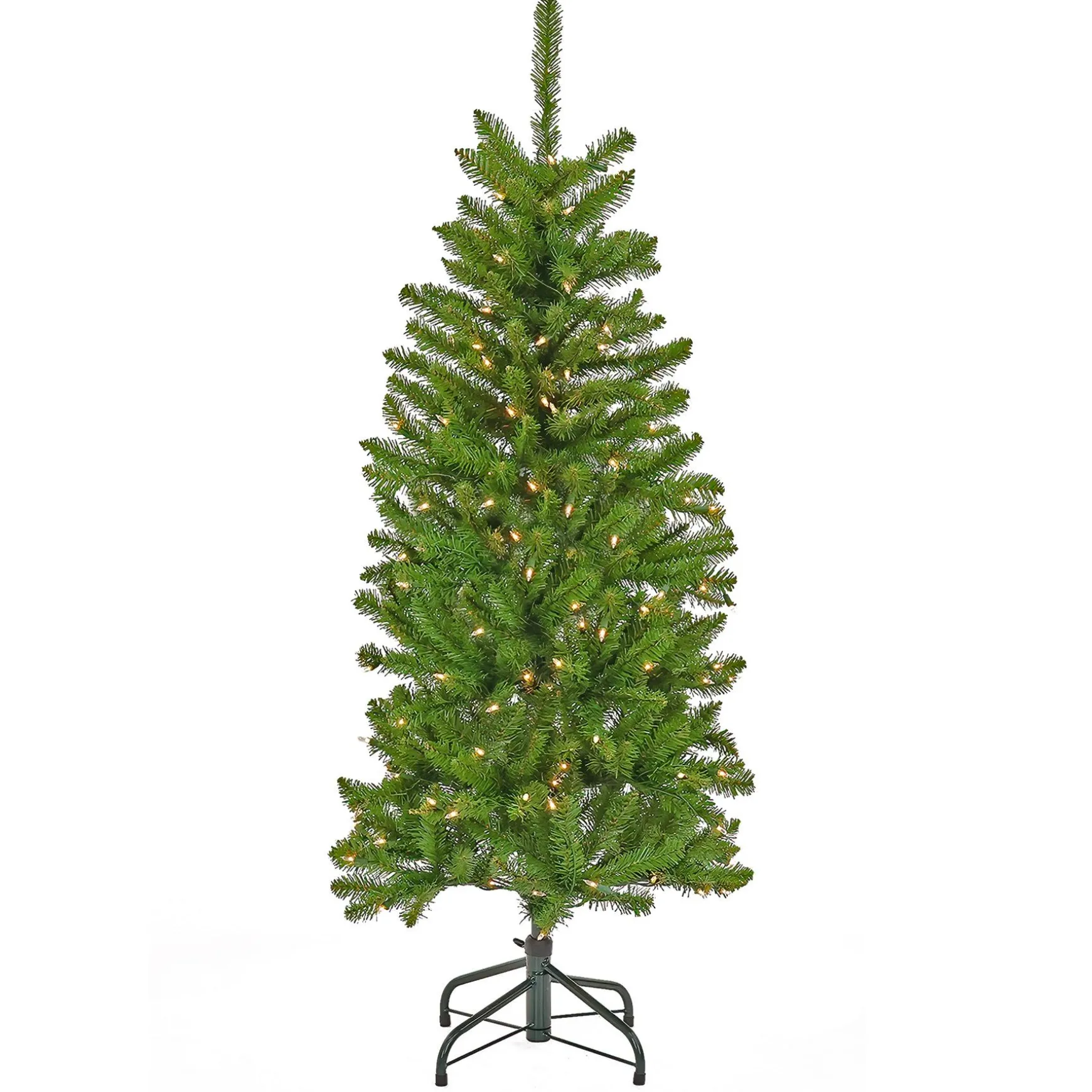 Clearance National Tree Company Artificial Pre-Lit Slim Christmas Tree, Green, Kingswood Fir, White Lights, Includes Stand, 4.5 Feet