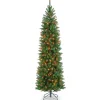 Discount National Tree Company Artificial Pre-Lit Slim Christmas Tree, Green, Kingswood Fir, Multicolor Lights, Includes Stand, 7.5 Feet