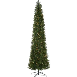 Best Sale National Tree Company Artificial Pre-Lit Slim Christmas Tree, Green, Kingswood Fir, White Lights, Includes Stand, 10 Feet