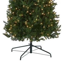 Best Sale National Tree Company Artificial Pre-Lit Slim Christmas Tree, Green, Kingswood Fir, White Lights, Includes Stand, 10 Feet