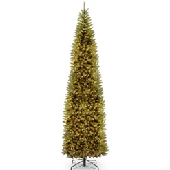 Cheap National Tree Company Artificial Pre-Lit Slim Christmas Tree, Green, Kingswood Fir, Multicolor Lights, Includes Stand, 12 Feet