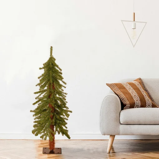 Artificial Slim Christmas Tree, Hickory Cedar, Green, Includes Stand, 3 Feet^National Tree Company Clearance