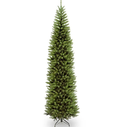 Clearance National Tree Company Artificial Slim Christmas Tree, Green, Kingswood Fir, White Lights, Includes Stand, 10 Feet