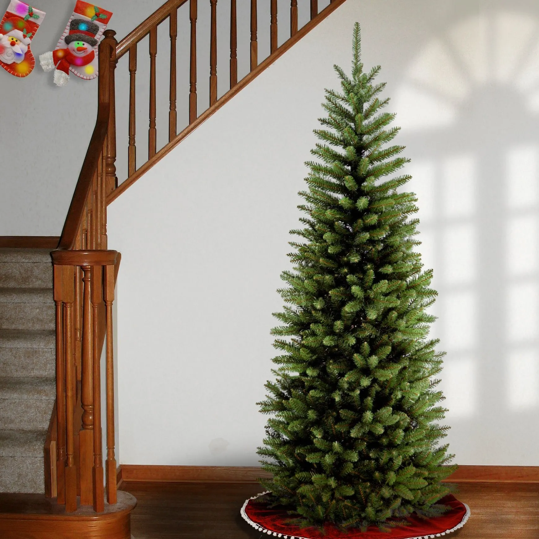 Store National Tree Company Artificial Slim Christmas Tree, Green, Kingswood Fir, Includes Stand, 6 Feet