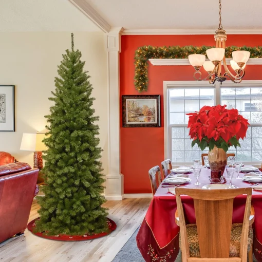 Shop National Tree Company Artificial Slim Christmas Tree, Green, North Valley Spruce, Includes Stand, 6.5 Feet