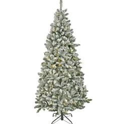 Fashion National Tree Company Artificial Snowy Chatham Slim Hinged Christmas Tree, Pre-Lit With Powerconnect Warm White Led Lights, Plug In, 9 Ft