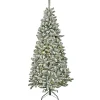 Best National Tree Company Artificial Snowy Chatham Slim Hinged Christmas Tree, Pre-Lit With Powerconnect Dual Colored Led Lights, Plug In, 7.5 Ft