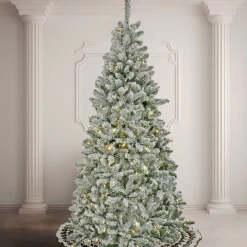 Hot National Tree Company Artificial Snowy Chatham Slim Hinged Christmas Tree, Pre-Lit With Powerconnect Warm White Led Lights, Plug In, 9 Ft
