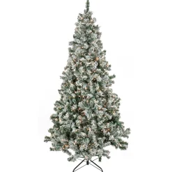 Cheap National Tree Company Artificial Snowy Crestview Hinged Christmas Tree, Pre-Lit With Clear Incandescent Lights, Plug In, 6.5 Ft