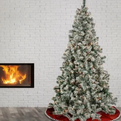 Cheap National Tree Company Artificial Snowy Crestview Hinged Christmas Tree, Pre-Lit With Clear Incandescent Lights, Plug In, 6.5 Ft