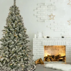 Flash Sale National Tree Company Artificial Snowy Harwich Hinged Christmas Tree, Pre-Lit With Powerconnect Dual Colored Led Lights, Plug In, 7.5 Ft
