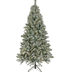 Shop National Tree Company Artificial Snowy Harwich Hinged Christmas Tree, Pre-Lit With Powerconnect Dual Colored Led Lights, Plug In, 9 Ft