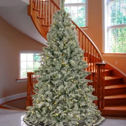 Shop National Tree Company Artificial Snowy Harwich Hinged Christmas Tree, Pre-Lit With Powerconnect Dual Colored Led Lights, Plug In, 9 Ft