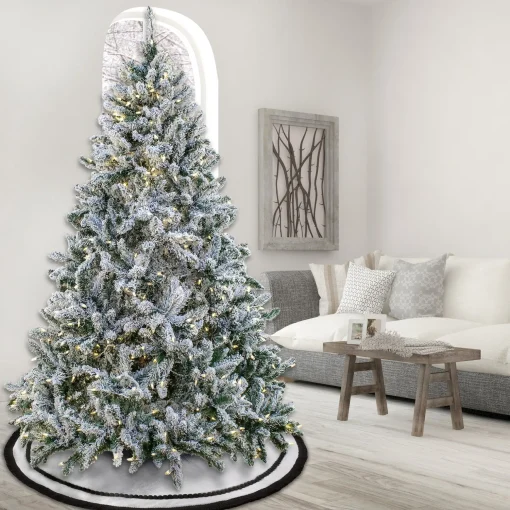 Hot National Tree Company Artificial Snowy Hudson Hinged Christmas Tree, Pre-Lit With Powerconnect Warm White Led Lights, Plug In, 7.5 Ft