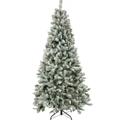 Clearance National Tree Company Artificial Snowy Mixed Pine Christmas Tree, Pre-Lit With Multi Incandescent Lights, Plug In, 6.5 Ft