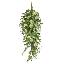 Clearance National Tree Company Artificial Spring Teardrop Hanging Decoration, Vine Stem Base, Decorated With Flower Blooms, Berries, Leafy Greens, Spring Collection, 28 Inches