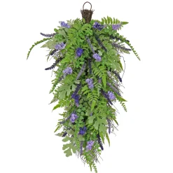 Shop National Tree Company Artificial Spring Teardrop Hanging Decoration, Woven Branch Base, Decorated With Astilbe Flower Blooms, Ferns, Leafy Greens, Spring Collection, 30 Inches