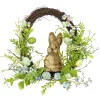 Cheap National Tree Company Artificial Spring Wreath, Woven Branch Base, Decorated With Wooden Bunny, Blue Flower Blooms, Pastel Eggs, Berries, Easter Collection, 16 Inches