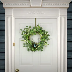 New National Tree Company Artificial Spring Wreath, Woven Branch Base, Decorated With Spring Blooms, Berries, Bird'S Nest With Pastel Eggs, Spring Collection, 20 Inches