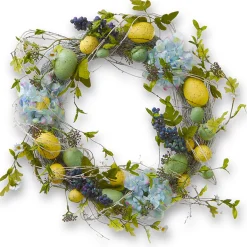 Best Sale National Tree Company Artificial Spring Wreath, Decorated With Pastel Eggs, Berry Clusters, Hydrangea Blooms, Easter Collection, 18 Inches