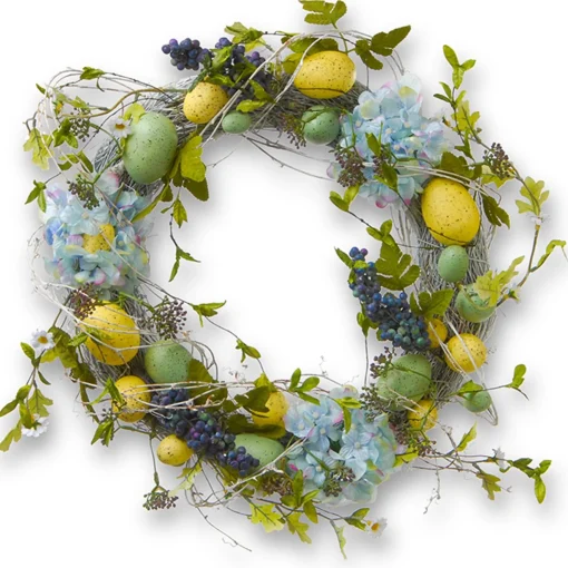 Best Sale National Tree Company Artificial Spring Wreath, Decorated With Pastel Eggs, Berry Clusters, Hydrangea Blooms, Easter Collection, 18 Inches