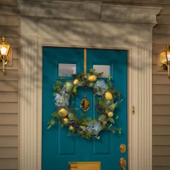 Best Sale National Tree Company Artificial Spring Wreath, Decorated With Pastel Eggs, Berry Clusters, Hydrangea Blooms, Easter Collection, 18 Inches