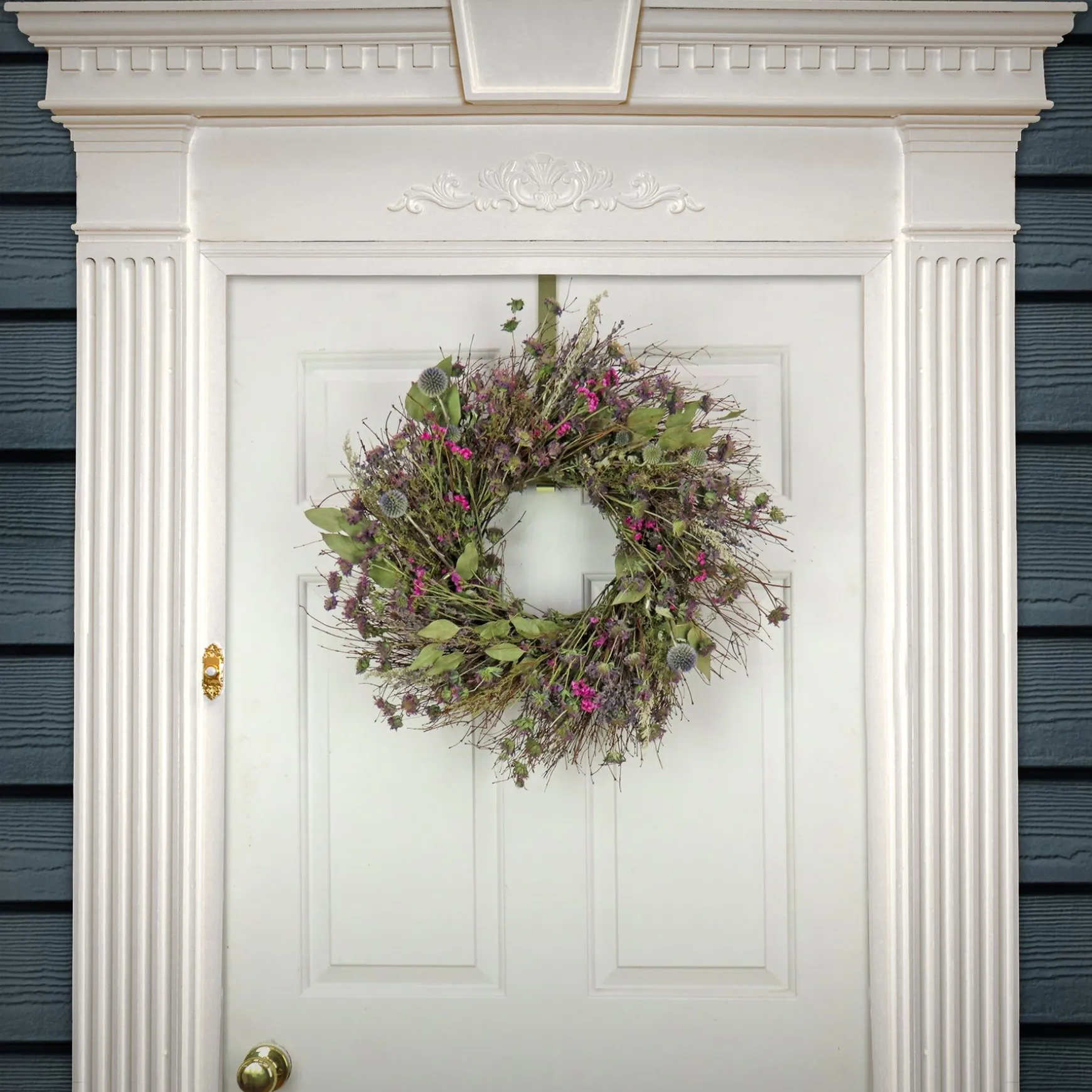 Fashion National Tree Company Artificial Spring Wreath, Metal Ring Base, Decorated With Eucalyptus, Wildflowers, Leafy Greens, Spring Collection, 22 Inches