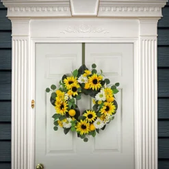 Outlet National Tree Company Artificial Spring Wreath, Woven Branch Base, Decorated With Daisy And Sunflower Blooms, Lemons, Leafy Greens, Spring Collection, 24 Inches